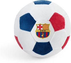 Floofball Barkcelona Soccer Ball Squeaky Plush Dog Toy, Blue, 5-in