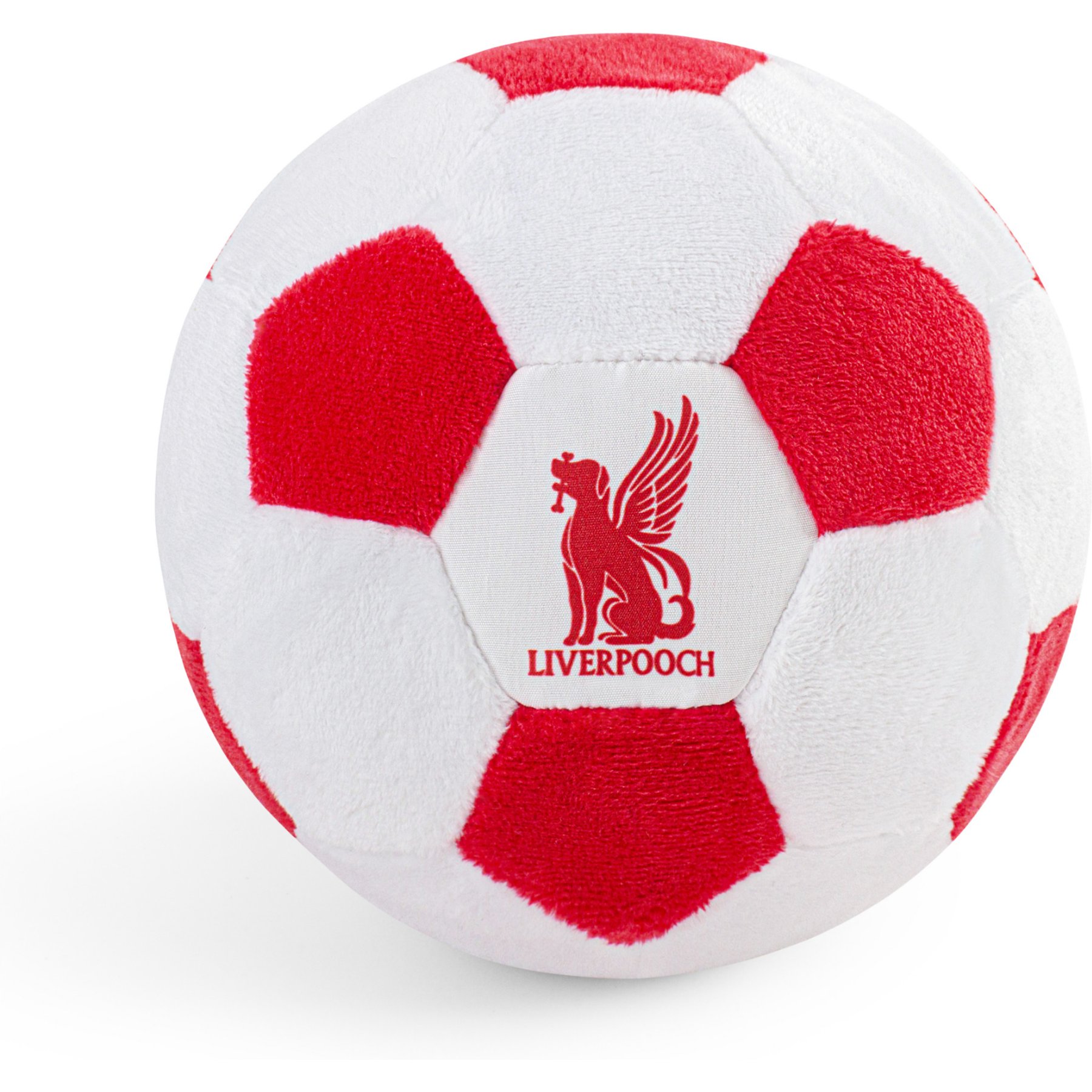 Floofball Liverpooch Soccer Ball Squeaky Plush Dog Toy, Red, 5-in