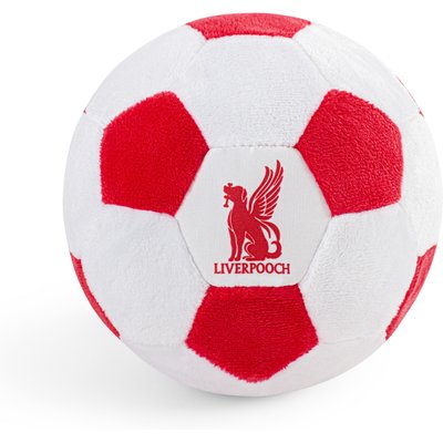 Floofball Floofball Liverpooch Soccer Ball Squeaky Plush Dog Toy, Red, 5-in