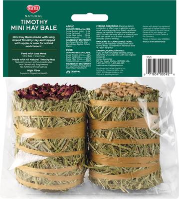 Show full view: Kaytee Mini Hay Bales Apple & Rose Small Pet Hay, 7-oz bag, 2 count slide 9 of 12