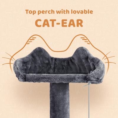 Show full view: Yaheetech 57-in Plush Cat Tree & Condo, Dark Gray slide 6 of 11