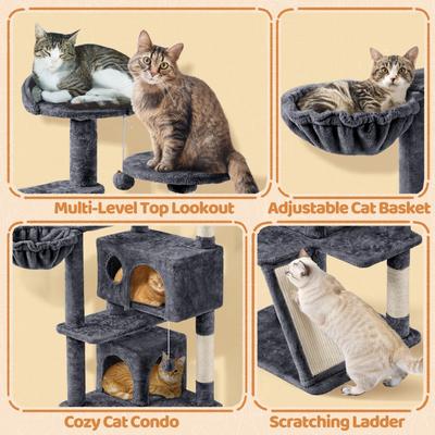 Show full view: Yaheetech 57-in Plush Cat Tree & Condo, Dark Gray slide 4 of 11