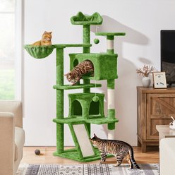 Yaheetech 57-in Plush Cat Tree & Condo, Green