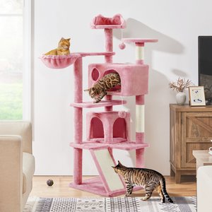 Yaheetech 57-in Plush Cat Tree & Condo, Pink