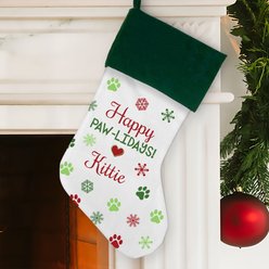 PGS Happy Paw-lidays & Snowflakes Sublimatable Stocking Cuff, White/Green/Red, 19 x 7-in slide 2 of 2