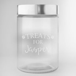 PGS Paw Treats Paw for Glass Jar with Silver Lid, Clear, Laser, 40-oz