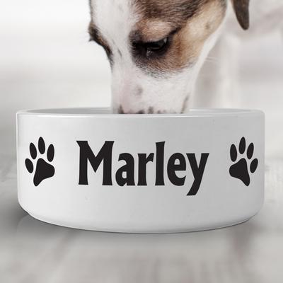 Show full view: PGS Paw Name Paw Small Pet Bowl, Black/White, 7 x 2 7/8-in slide 2 of 3