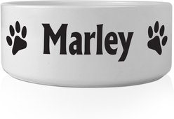 PGS Paw Name Paw Small Pet Bowl, Black/White, 7 x 2 7/8-in