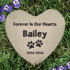 PGS Paw Prints Forever In Our Hearts Flat Garden Stone, Black, 10-in slide 2 of 2