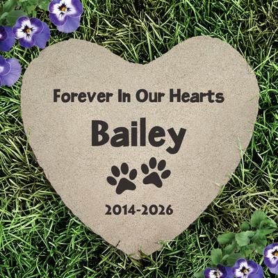 Show full view: PGS Paw Prints Forever In Our Hearts Flat Garden Stone, Black, 10-in slide 2 of 2