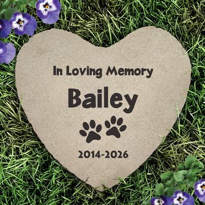 Show full view: PGS Paw Prints In Loving Memory Flat Garden Stone, Black, 10-in slide 2 of 2