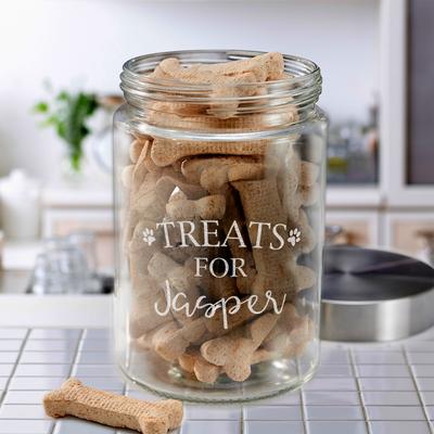 Show full view: PGS Paw Treats Paw for Glass Jar with Silver Lid, Clear, Laser, 40-oz slide 2 of 2