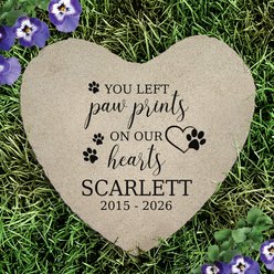 PGS Paw Print On Our Hearts with Flat Garden Stone, Black, 10-in slide 2 of 2