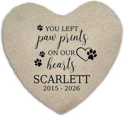 PGS Paw Print On Our Hearts with Flat Garden Stone, Black, 10-in slide 1 of 2