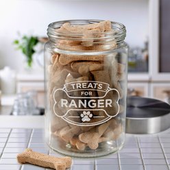 PGS Treats for with Banner & Bone Glass Jar with Silver Lid, Clear, Laser, 40-oz slide 2 of 2