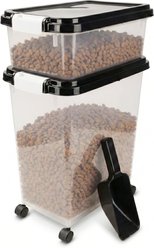 Luciphia Combo Airtight Dog Food Storage Container with Wheels, Clear, 33-lb