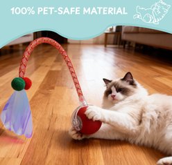 Pawsible Smart Pet Chase Ball with Dragenfly Tail Rope Cat Toy, Red, Medium slide 2 of 5
