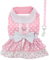 Doggie Design Polka Dot & Lace Dog Dress Set with Leash, Pink, X-Large slide 1 of 4
