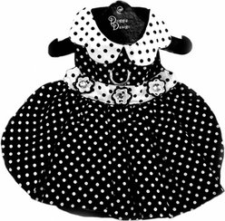 Doggie Design Polka Dot Dog Dress, Black & White, X-Large