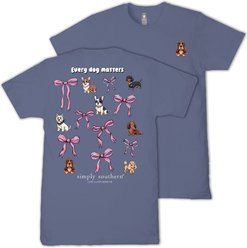 Simply Southern Dog & Bow Array Tee, Denim Blue, Large slide 2 of 4