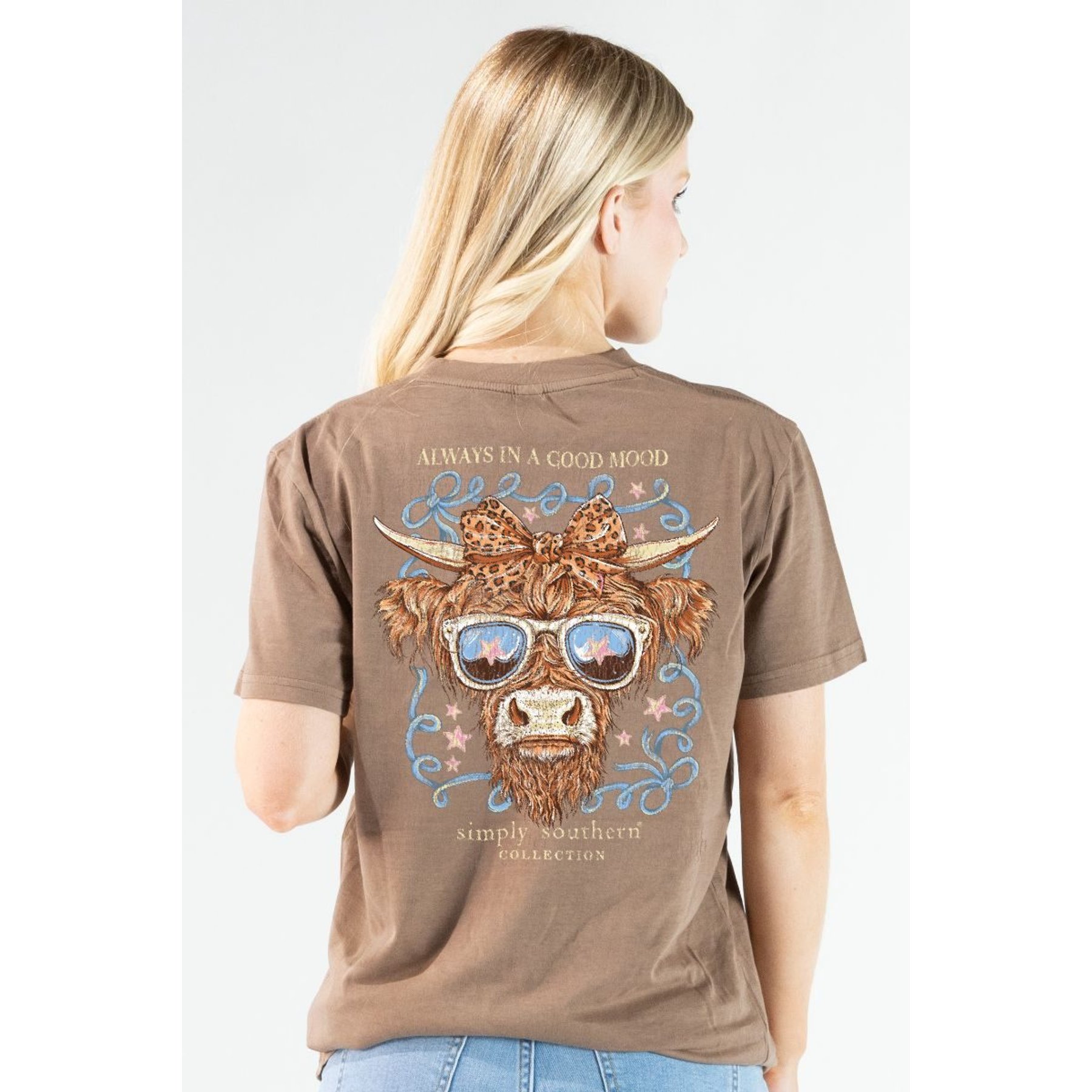 Simply Southern Highland Cow Mineral Washed Tee, Rawhide, XX-Large