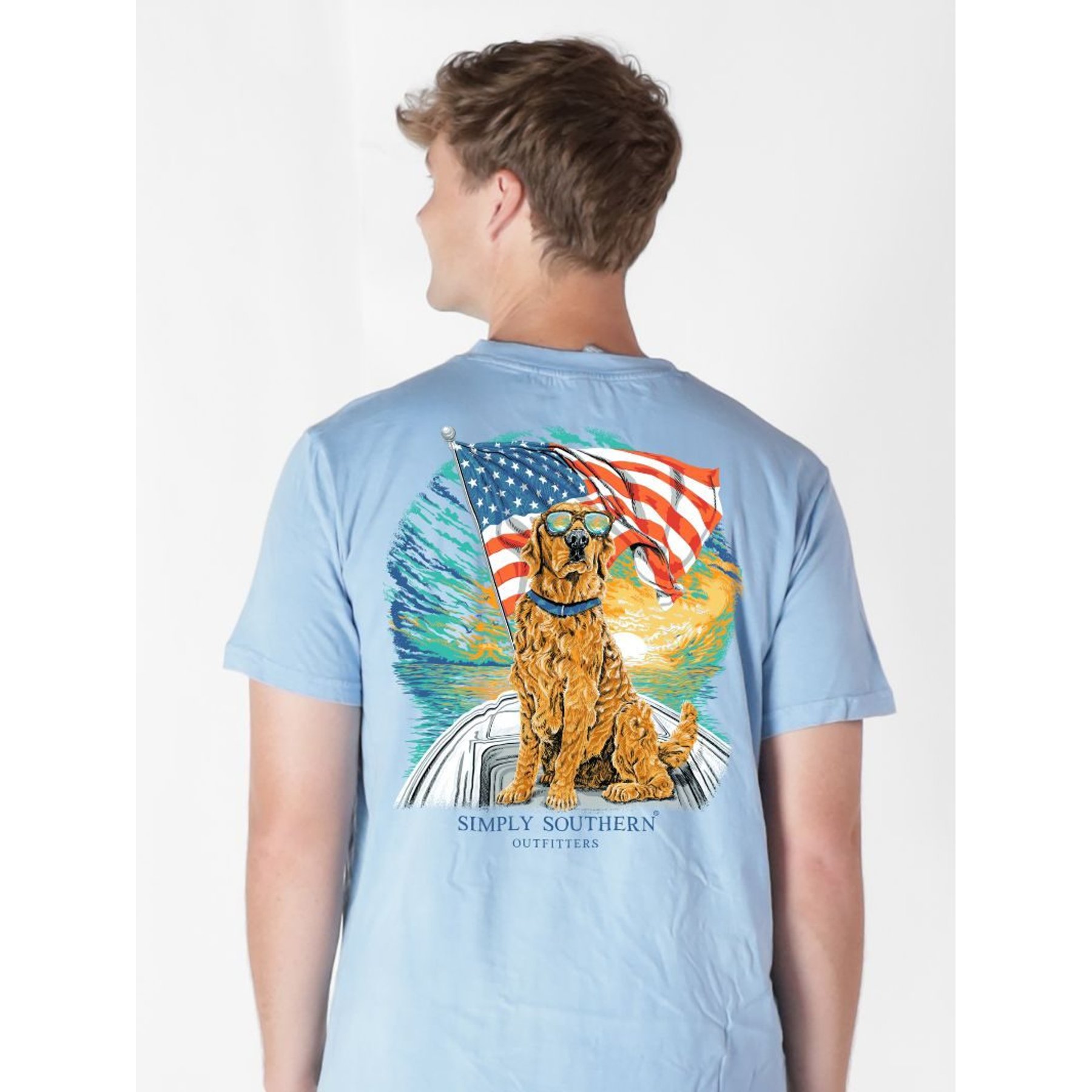 Simply Southern Dog at Sea Mineral Washed Tee, Glacier, Small