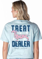 Simply Southern Floral Dog Mineral Washed Tee, Glacier, Large