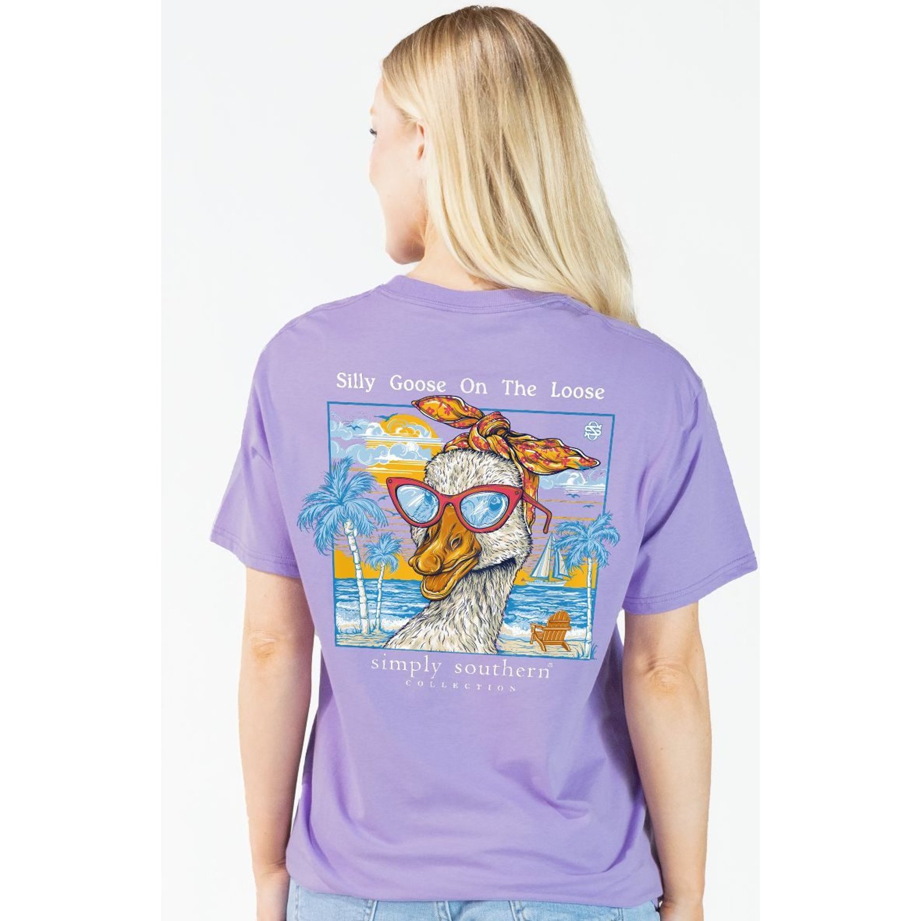 Simply Southern Coastal Goose Tee, Grape, Medium