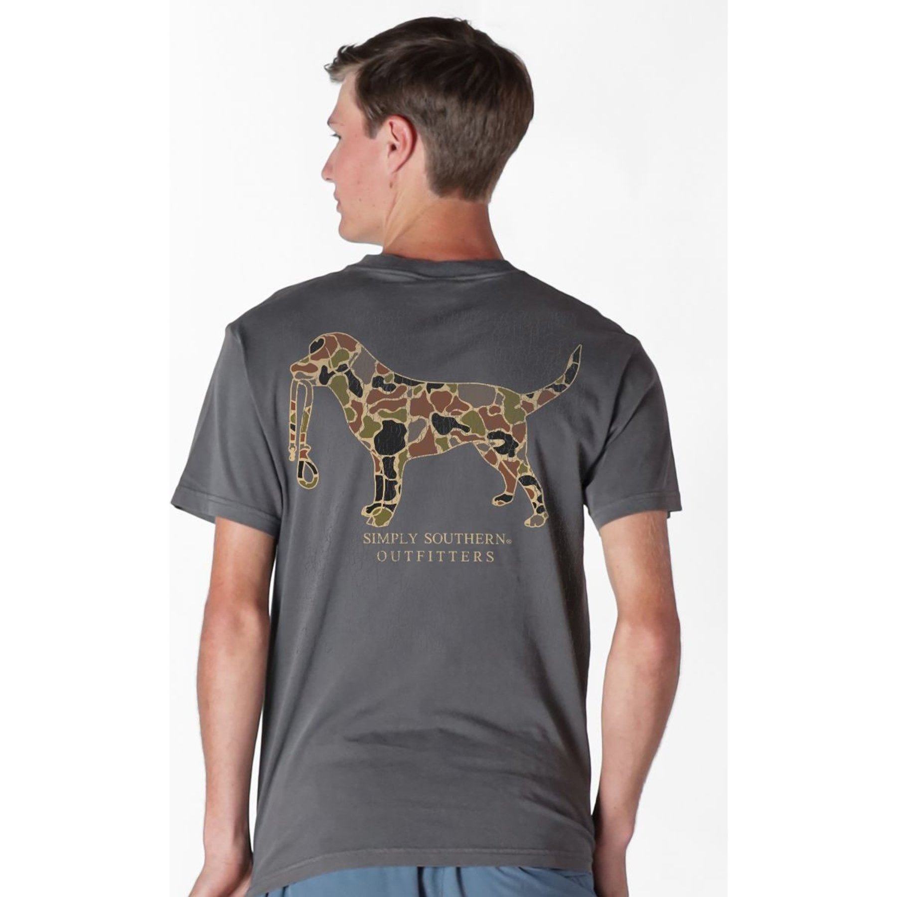 Simply Southern Camo Dog Silhouette Mineral Washed Tee, Graphite, XX-Large