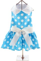Doggie Design Polka Dot Dog Dress with Matching Leash, Blue, X-Large