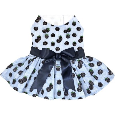 Doggie Design Doggie Design Blackberries Dog Dress with Matching Leash, Blue, Medium