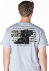 Simply Southern Dog & Camo Flag Mineral Washed Tee, Ashen, Medium
