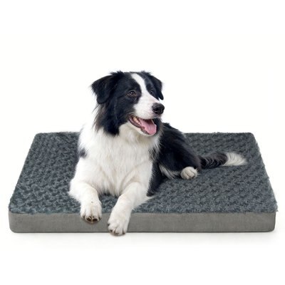 LFC PETS LFC PETS Orthopedic Memory Foam Fur Fabric Dog Bed with Removable Cover, Grey, Large
