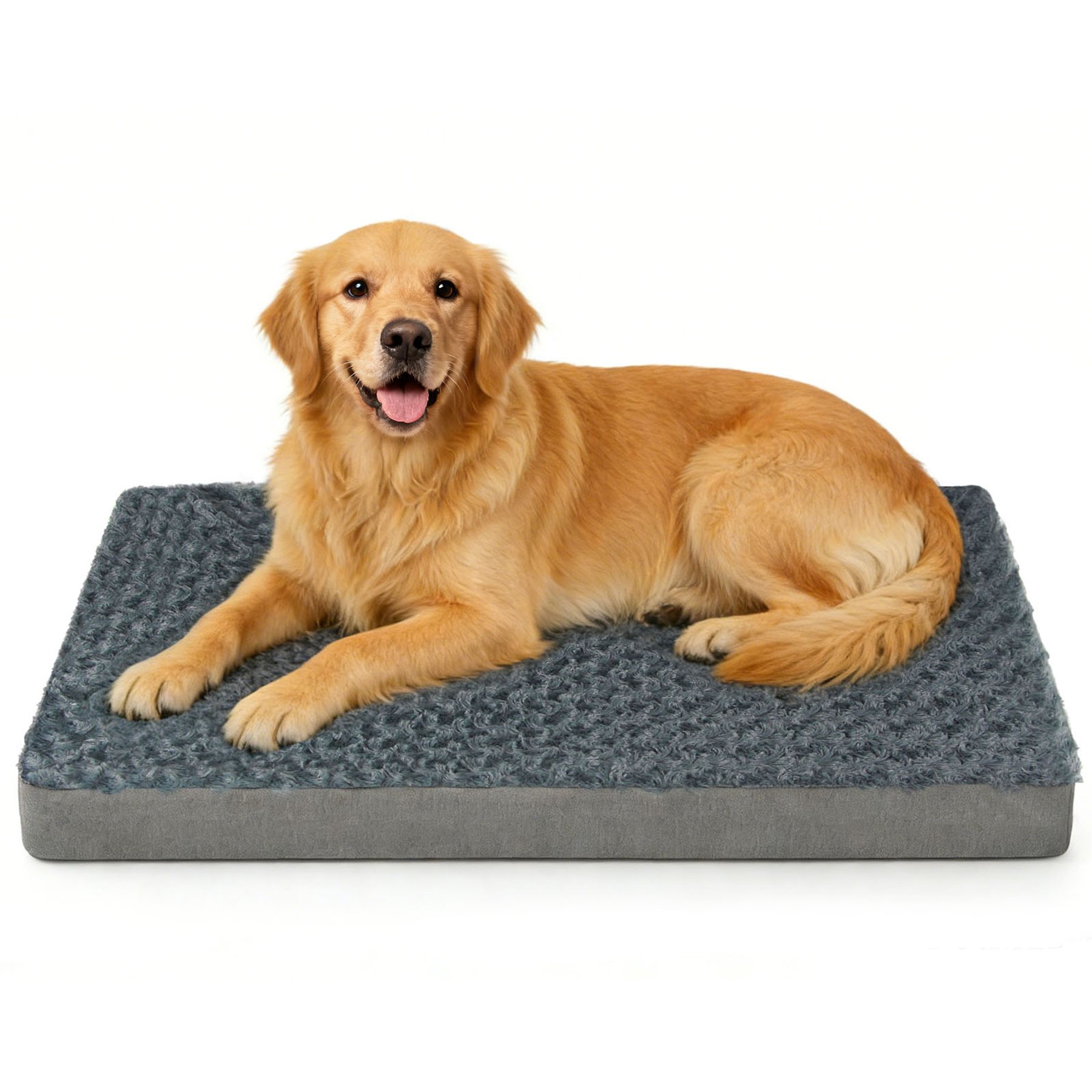 LFC PETS Orthopedic Memory Foam Fur Fabric Dog Bed with Removable Cover, Grey, X-Large