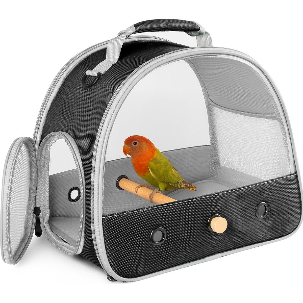Halinfer Portable Bird Travel Carrier Cage, 1-lb bag, Black