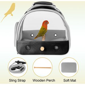 Halinfer Portable Bird Travel Carrier Cage, 1-lb bag, Black