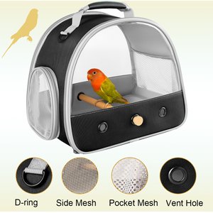 Halinfer Portable Bird Travel Carrier Cage, 1-lb bag, Black