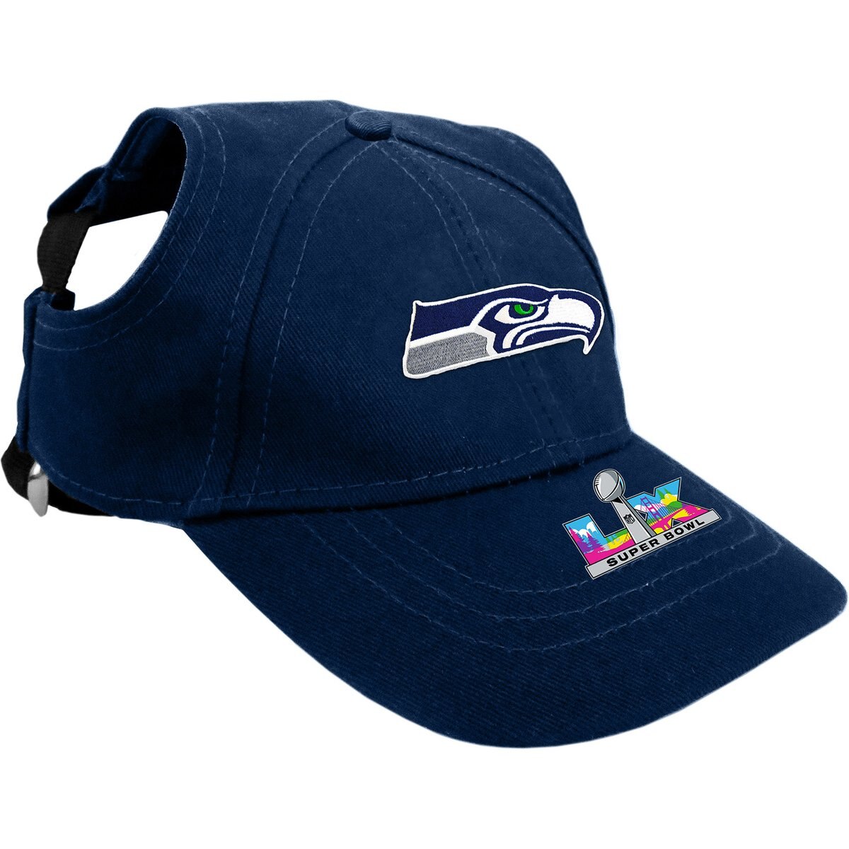 Littlearth NFL 2026 Super Bowl LX Super Bowl Champs Pet Dog Baseball Hat, Seattle Seahawks, Large