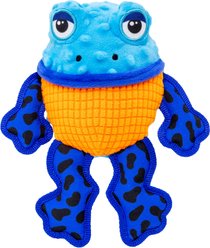 KONG Tropics Rattlez Frog Tough Squeaky Plush Dog Toy, Blue, Medium/Large