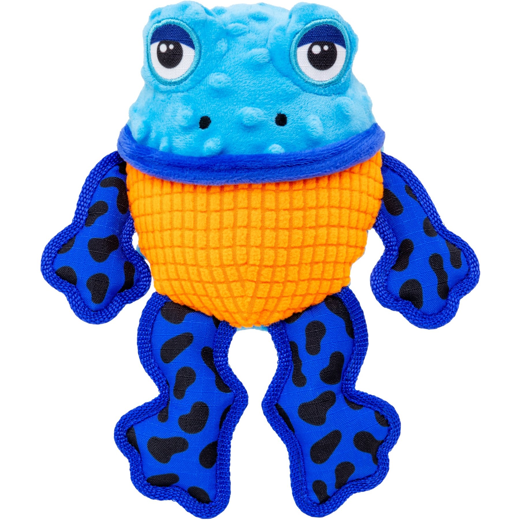 KONG Tropics Rattlez Frog Tough Squeaky Plush Dog Toy, Blue, Medium/Large