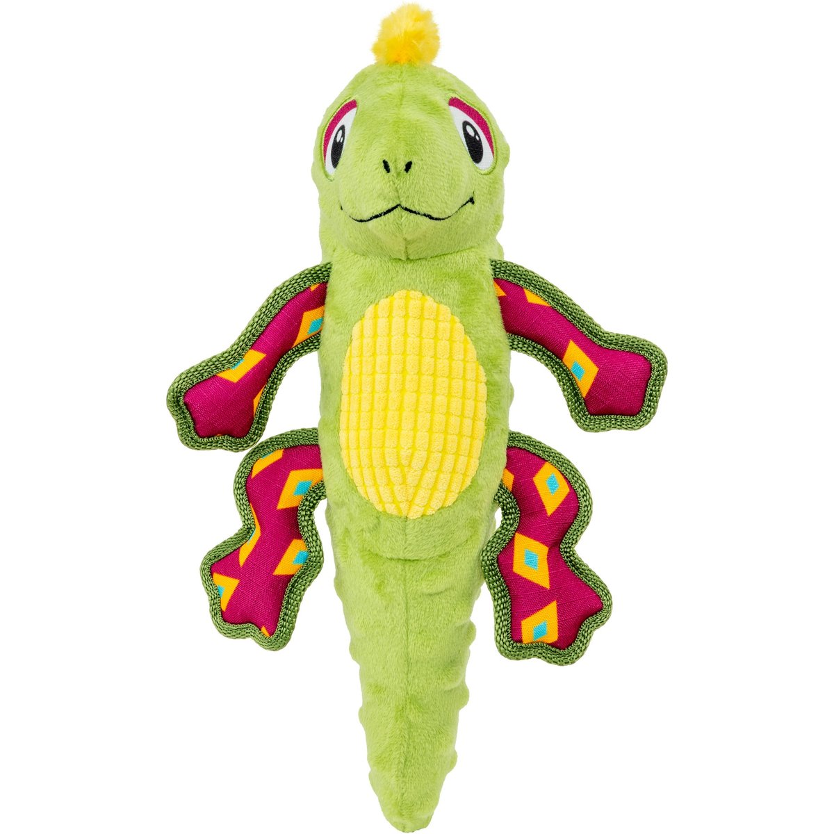 KONG Tropics Rattlez Iguana Tough Squeaky Plush Dog Toy, Green, Medium/Large