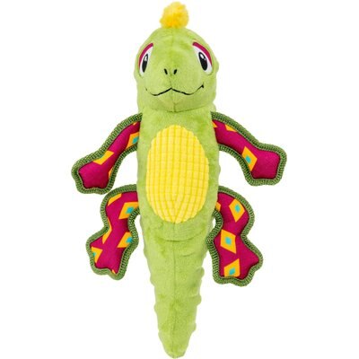 KONG KONG Tropics Rattlez Iguana Tough Squeaky Plush Dog Toy, Green, Medium/Large