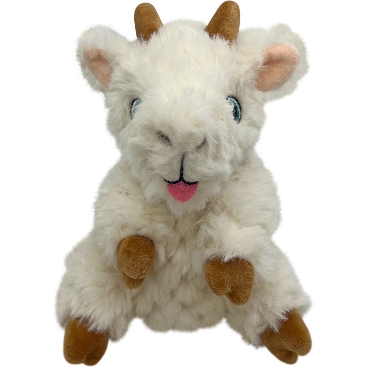 KONG Comfort Tykes Goat Squeaky Plush Dog Toy, White, Small