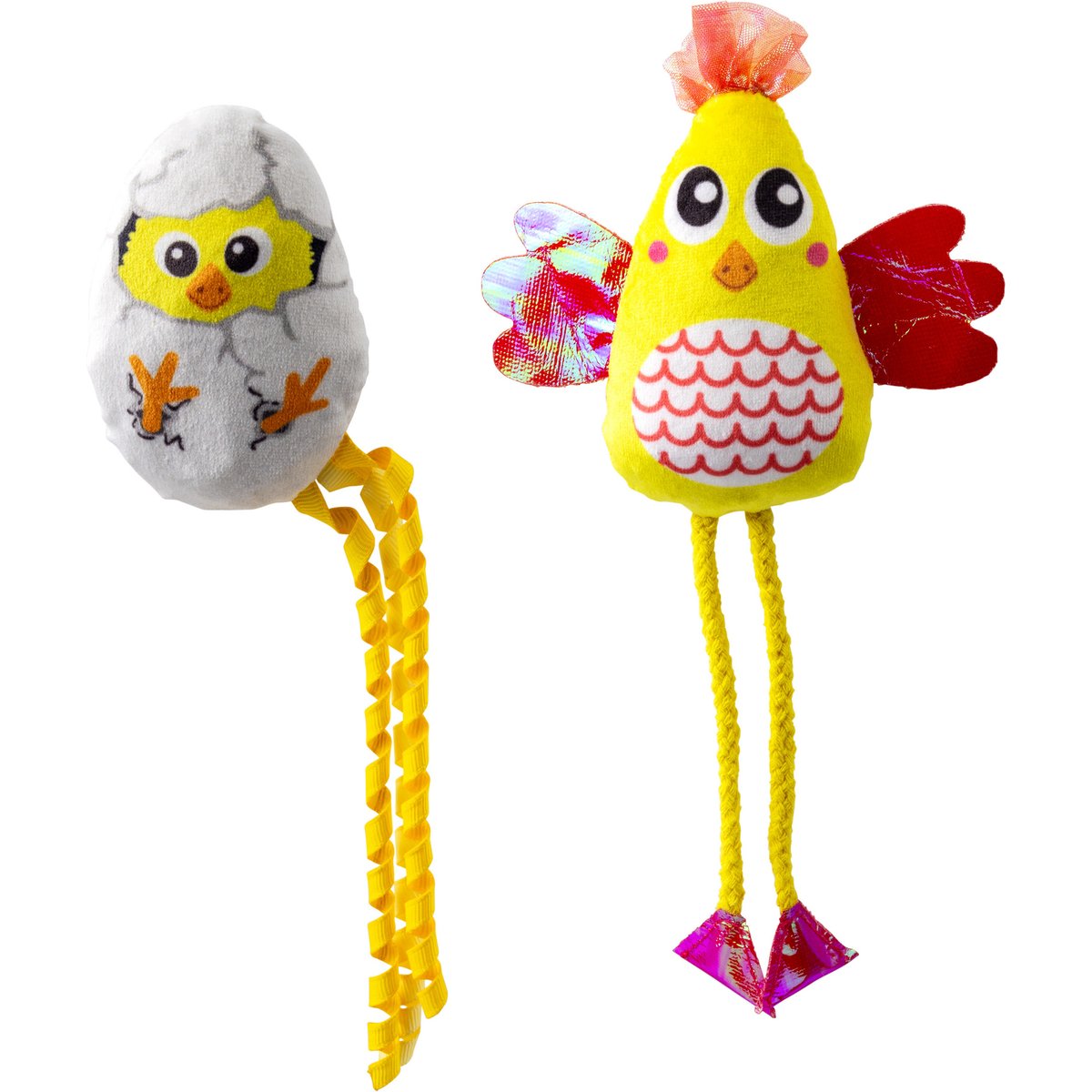 KONG Scrattles Chicken Plush Cat Toy with Catnip, Yellow, 2 count