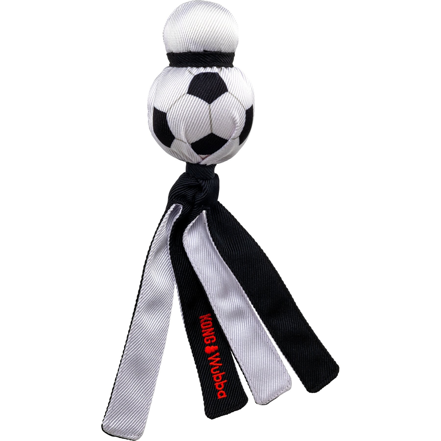 KONG Wubba Sport Soccer Ball Squeaky Plush Dog Toy, Black White, Large