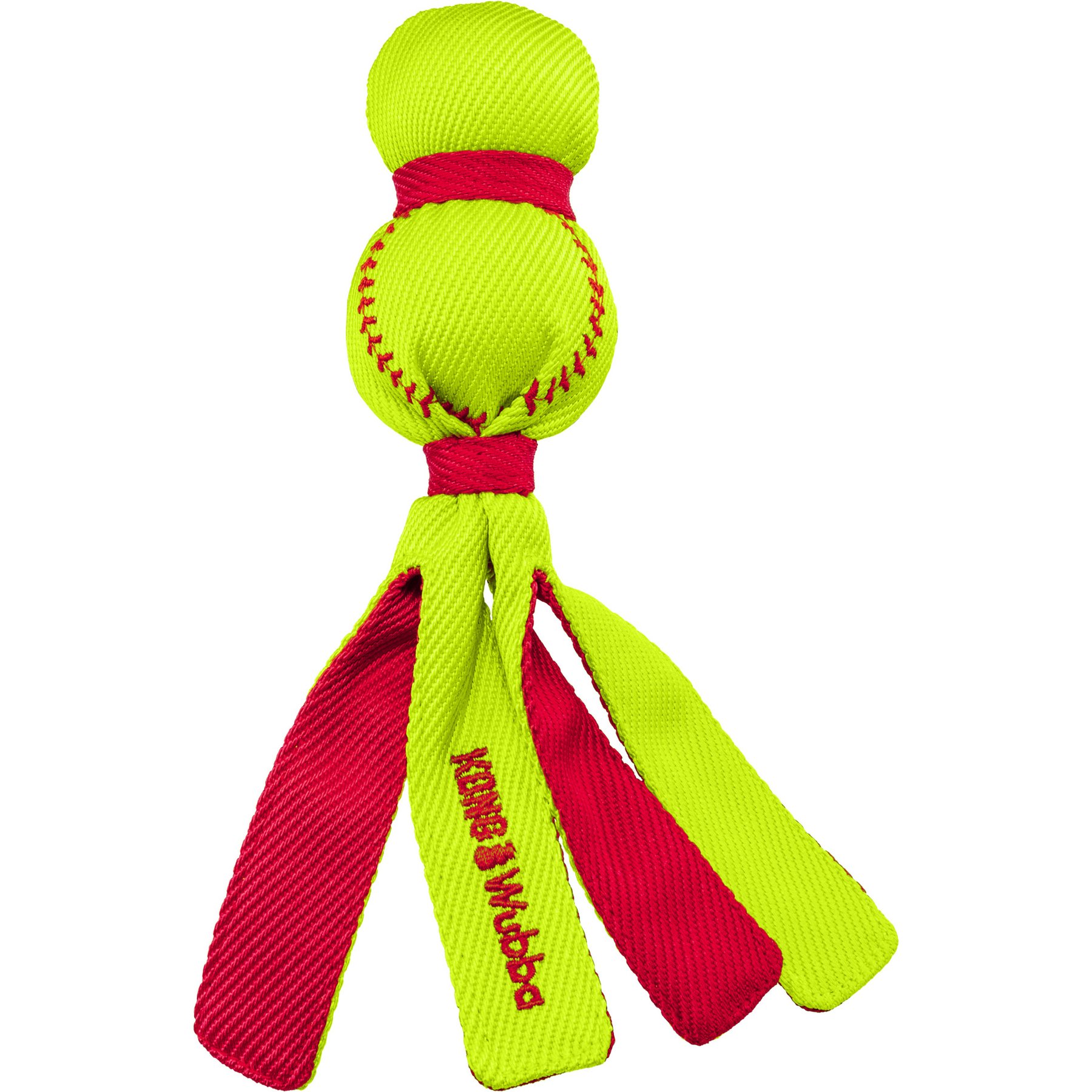KONG Wubba Sport Softball Squeaky Plush Dog Toy, Yellow, Small