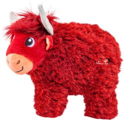 KONG Toughz Highland Cow Squeaky Plush Dog Toy, Red, Medium