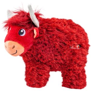 KONG Toughz Highland Cow Squeaky Plush Dog Toy, Red, Medium