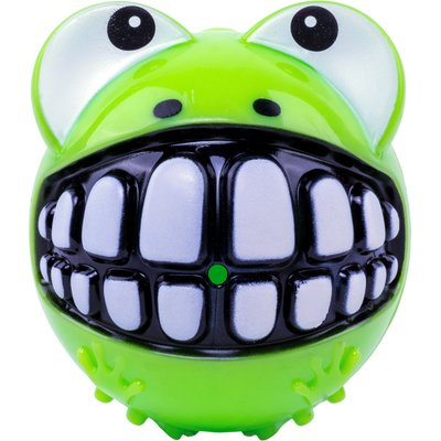 KONG KONG Grinz Frog Sueaky Ball Dog Toy, Green, Large