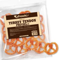 AFreschi Natural Turkey Tendon Small Pretzel Grain-Free Natural Dog Chew Treats, 8-oz bag